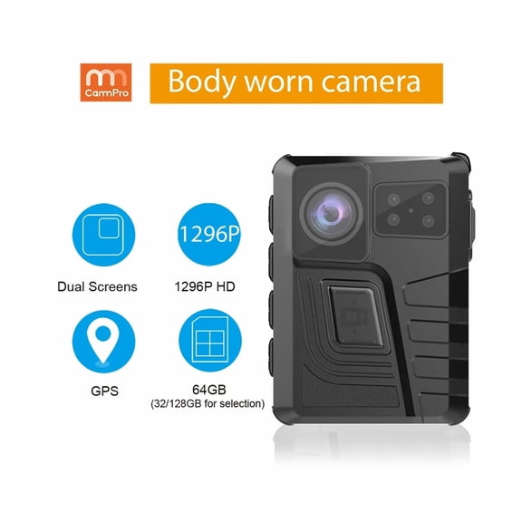 Wearable Infrared Night Vision Police Law Enforcement Light Weight GPS Security Dual Screen Body Worn Camera ,Ultra HD