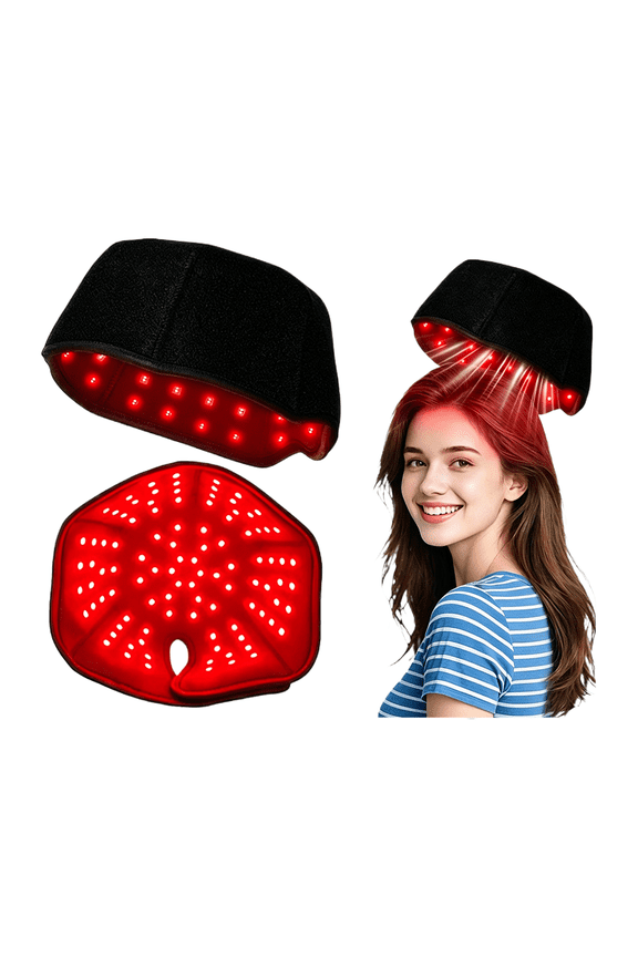 Wearable LED Red Light Head Care Hat with Adjustable Strap, USB Rechargeable Cordless Scalp Light Device in Baseball Cap Style for Home Office Relaxation