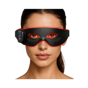 Wearable LED Red Light Silicone Eye Mask with Low-Voltage Pulse Massage, USB Rechargeable Beauty Light Pad with Adjustable Belt for Daily Facial Eye Area Care