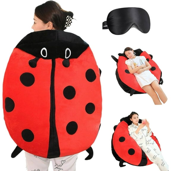 Wearable Ladybug Pillow, 2026 Upgrade 23.6/39.4/59.0in Ladybug Wearable Pillow, Soft & Breathable, Skin-Friendly & Supportive, Funny Winter Plush Home Decoration (100cm/39.9in)