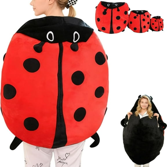 Wearable Ladybug Pillow, Cute Warm Sleeping Wearable Pillow Plush Removable, Giant Big Bug Pillow, Lady Bug Wearables Pillows, Removable Oversized Ladybuge Plush