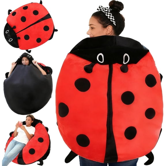 Wearable Ladybug Pillow, Giant Lady Bug Wearable Plush Pillow, Cute Warm Sleeping Pillow for Kids and Adults, Big Bug Plush Cushion