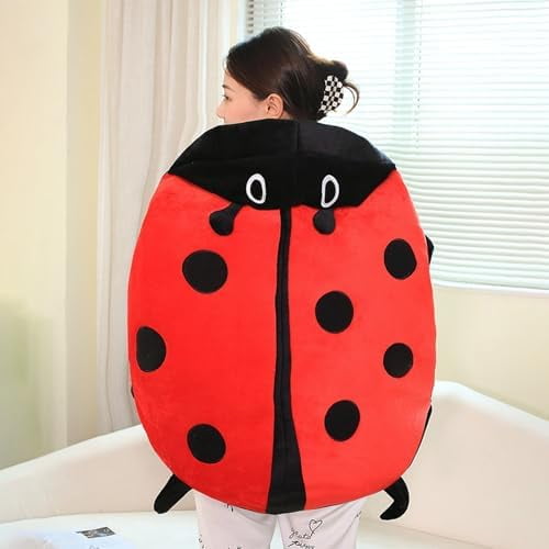 Wearable Ladybug Pillow,Giant Wearable Pillow Ladybug,39.4in Oversized Stuffed Plush Blanket Pillow,Cute Warm Sleeping Wearable Pillows Plush, Funny Big Bug Plush Cushion for Kids Adult$$Bedding
