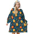 thumbnail image 1 of Wearable Lamb Fleece Blanket Hoodie,Pioneer Flower Floral Print Pattern Oversized Sherpa Blanket Hoodie with Super Pockets,Super Warm Fuzzy Pullover for Women & Men, 1 of 6