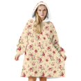 thumbnail image 1 of Wearable Lamb Fleece Blanket Hoodie,Pioneer Flower Floral Print Pattern Oversized Sherpa Blanket Hoodie with Super Pockets,Super Warm Fuzzy Pullover for Women & Men, 1 of 6