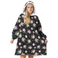 thumbnail image 1 of Wearable Lamb Fleece Blanket Hoodie,Pioneer Flower Floral Print Pattern Oversized Sherpa Blanket Hoodie with Super Pockets,Super Warm Fuzzy Pullover for Women & Men, 1 of 6