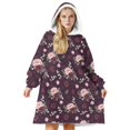 thumbnail image 1 of Wearable Lamb Fleece Blanket Hoodie,Pioneer Flower Floral Print Pattern Oversized Sherpa Blanket Hoodie with Super Pockets,Super Warm Fuzzy Pullover for Women & Men, 1 of 6