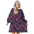 thumbnail image 1 of Wearable Lamb Fleece Blanket Hoodie,Pioneer Flower Floral Print Pattern Oversized Sherpa Blanket Hoodie with Super Pockets,Super Warm Fuzzy Pullover for Women & Men, 1 of 6