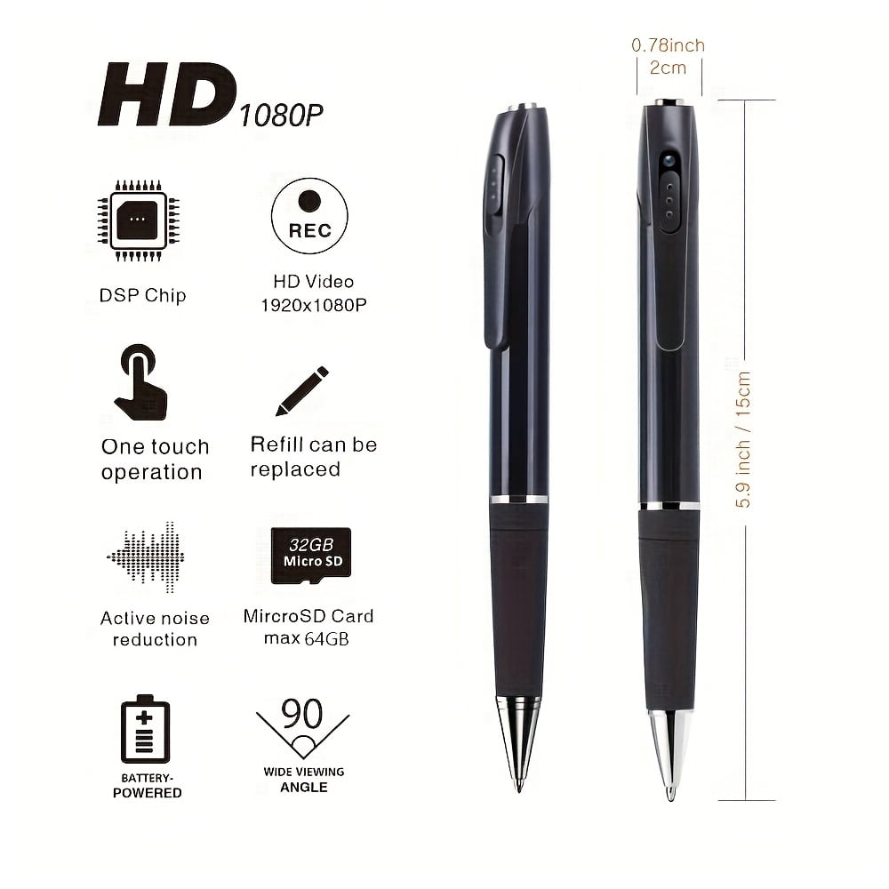 Wearable Mini Voice Recorder Pen, Rechargeable HD Audio Recorder for Lectures, Meetings, Interviews, Concerts, USB MP3 Playback Portable Safe Device