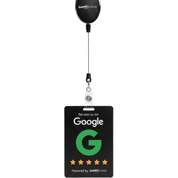 Wearable NFC Review Card Retractable Badge Reel, QR Code, Tap to Collect 5-Star Reviews