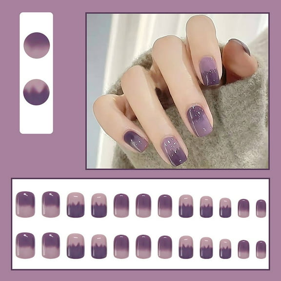 Wearable Finished Taro Purple Gradient Detachable Manicure Nail Stickers Short And Easy Application