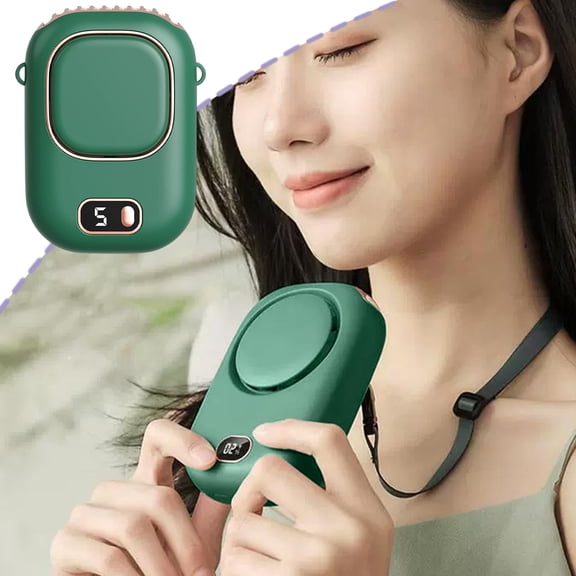 Wearable Neck Clip Mini Fan With Led Digital Display 3 Usage Modes Low Noise Portable Hands Free Cooling Fan For Outdoor Working Sports Commuting And Daily Summer Use