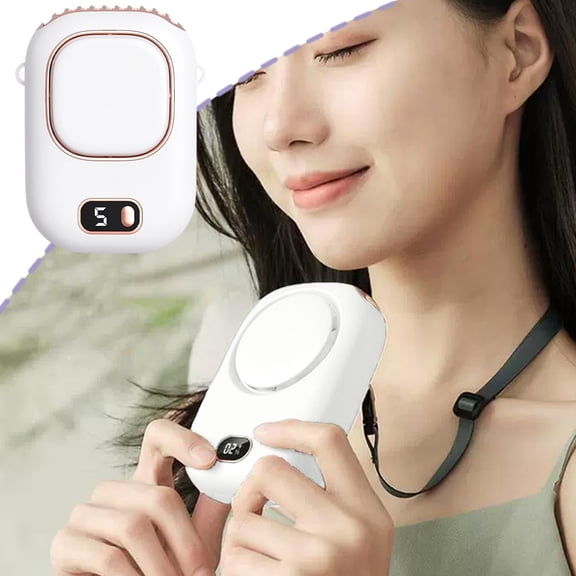 Wearable Neck Clip Mini Fan With Led Digital Display 3 Usage Modes Low Noise Portable Hands Free Cooling Fan For Outdoor Working Sports Commuting And Daily Summer Use