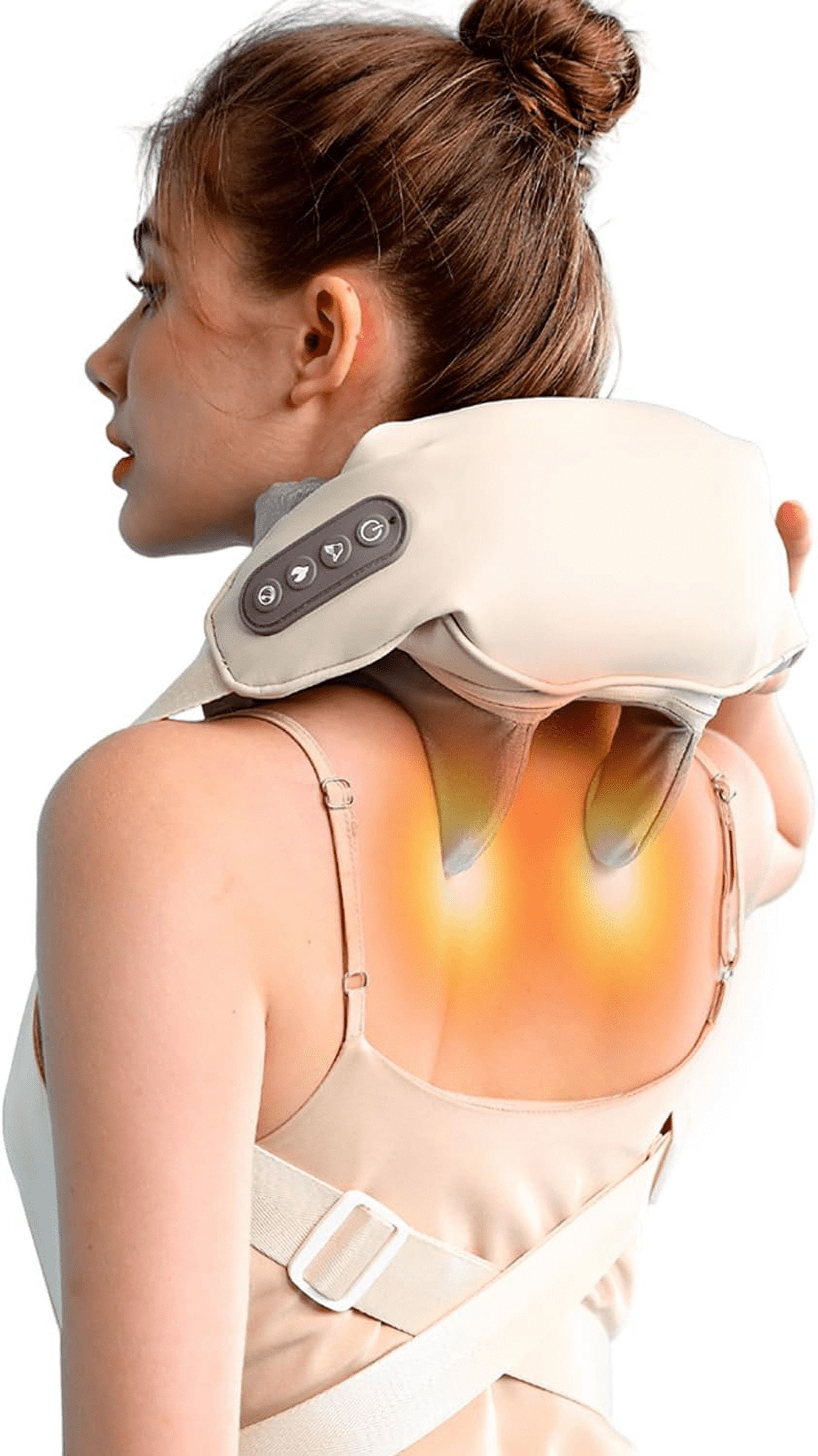 Wearable Neck Shoulder Massager, Deep Tissue Shiatsu Back Massagers with  Heat for Pain Relief, Electric Human-Hand Kneading Squeeze Muscles Massage