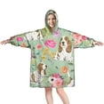 thumbnail image 1 of Wearable Oversized Blanket,Basset Hound and Pioneer Flower Wearable Blanket Hoodie for Adults,Cozy Hooded Blankets with Super Pockets,Super Warm Fuzzy Pullover for Women & Men, 1 of 6