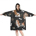 thumbnail image 1 of Wearable Oversized Blanket,Basset Hounds with Bones and Presents Wearable Blanket Hoodie for Adults,Cozy Hooded Blankets with Super Pockets,Super Warm Fuzzy Pullover for Women & Men, 1 of 6