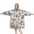 thumbnail image 1 of Wearable Oversized Blanket,Beige Christmas Winter Scene Pattern Wearable Blanket Hoodie for Adults,Cozy Hooded Blankets with Super Pockets,Super Warm Fuzzy Pullover for Women & Men, 1 of 6
