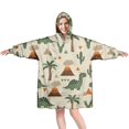 thumbnail image 1 of Wearable Oversized Blanket,Beige Dinosaurs Volcanoes Pattern Wearable Blanket Hoodie for Adults,Cozy Hooded Blankets with Super Pockets,Super Warm Fuzzy Pullover for Women & Men, 1 of 6