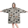 thumbnail image 1 of Wearable Oversized Blanket,Beige Gothic Skull Pumpkin Rose Pattern Wearable Blanket Hoodie for Adults,Cozy Hooded Blankets with Super Pockets,Super Warm Fuzzy Pullover for Women & Men, 1 of 6