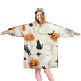 thumbnail image 1 of Wearable Oversized Blanket,Beige Halloween Pumpkins Ghosts and Bats Wearable Blanket Hoodie for Adults,Cozy Hooded Blankets with Super Pockets,Super Warm Fuzzy Pullover for Women & Men, 1 of 6