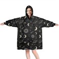 thumbnail image 1 of Wearable Oversized Blanket,Black Beige Sun Moon Star Planet Pattern Wearable Blanket Hoodie for Adults,Cozy Hooded Blankets with Super Pockets,Super Warm Fuzzy Pullover for Women & Men, 1 of 6