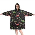 thumbnail image 1 of Wearable Oversized Blanket,Black Cartoon Dinosaurs Roar Pattern Wearable Blanket Hoodie for Adults,Cozy Hooded Blankets with Super Pockets,Super Warm Fuzzy Pullover for Women & Men, 1 of 6