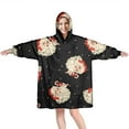 thumbnail image 1 of Wearable Oversized Blanket,Black Christmas Santa Pattern Wearable Blanket Hoodie for Adults,Cozy Hooded Blankets with Super Pockets,Super Warm Fuzzy Pullover for Women & Men, 1 of 6