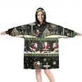 thumbnail image 1 of Wearable Oversized Blanket,Black Christmas Santa Pattern Wearable Blanket Hoodie for Adults,Cozy Hooded Blankets with Super Pockets,Super Warm Fuzzy Pullover for Women & Men, 1 of 6