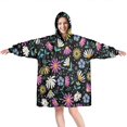 thumbnail image 1 of Wearable Oversized Blanket,Black Daisy Flower Colorful Blooms Pattern Wearable Blanket Hoodie for Adults,Cozy Hooded Blankets with Super Pockets,Super Warm Fuzzy Pullover for Women & Men, 1 of 6