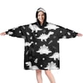 thumbnail image 1 of Wearable Oversized Blanket,Black Dinosaurs Leaves Stars Pattern Wearable Blanket Hoodie for Adults,Cozy Hooded Blankets with Super Pockets,Super Warm Fuzzy Pullover for Women & Men, 1 of 6
