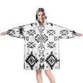 thumbnail image 1 of Wearable Oversized Blanket,Black Geometric Triangle Diamond Pattern Wearable Blanket Hoodie for Adults,Cozy Hooded Blankets with Super Pockets,Super Warm Fuzzy Pullover for Women & Men, 1 of 6