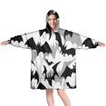 thumbnail image 1 of Wearable Oversized Blanket,Black and Gray Halloween Bats Wearable Blanket Hoodie for Adults,Cozy Hooded Blankets with Super Pockets,Super Warm Fuzzy Pullover for Women & Men, 1 of 6
