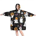 thumbnail image 1 of Wearable Oversized Blanket,Black Halloween Ghosts and Pumpkins Wearable Blanket Hoodie for Adults,Cozy Hooded Blankets with Super Pockets,Super Warm Fuzzy Pullover for Women & Men, 1 of 6