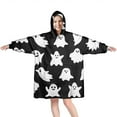 thumbnail image 1 of Wearable Oversized Blanket,Black Halloween Ghosts Wearable Blanket Hoodie for Adults,Cozy Hooded Blankets with Super Pockets,Super Warm Fuzzy Pullover for Women & Men, 1 of 6