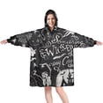 thumbnail image 1 of Wearable Oversized Blanket,Black Halloween Letter Bat Pattern Wearable Blanket Hoodie for Adults,Cozy Hooded Blankets with Super Pockets,Super Warm Fuzzy Pullover for Women & Men, 1 of 6