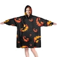 thumbnail image 1 of Wearable Oversized Blanket,Black Halloween Pumpkin Faces Wearable Blanket Hoodie for Adults,Cozy Hooded Blankets with Super Pockets,Super Warm Fuzzy Pullover for Women & Men, 1 of 6