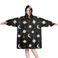 thumbnail image 1 of Wearable Oversized Blanket,Black Planet Moon Pattern Wearable Blanket Hoodie for Adults,Cozy Hooded Blankets with Super Pockets,Super Warm Fuzzy Pullover for Women & Men, 1 of 6
