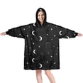 thumbnail image 1 of Wearable Oversized Blanket,Black White Cat Moon Star Pattern Wearable Blanket Hoodie for Adults,Cozy Hooded Blankets with Super Pockets,Super Warm Fuzzy Pullover for Women & Men, 1 of 6