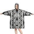 thumbnail image 1 of Wearable Oversized Blanket,Black and White Geometric Boho Pattern Wearable Blanket Hoodie for Adults,Cozy Hooded Blankets with Super Pockets,Super Warm Fuzzy Pullover for Women & Men, 1 of 6