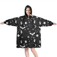 thumbnail image 1 of Wearable Oversized Blanket,Black White Gothic Hand Bat Eye Pattern Wearable Blanket Hoodie for Adults,Cozy Hooded Blankets with Super Pockets,Super Warm Fuzzy Pullover for Women & Men, 1 of 6