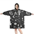 thumbnail image 1 of Wearable Oversized Blanket,Black and White Halloween Elements Pattern Wearable Blanket Hoodie for Adults,Cozy Hooded Blankets with Super Pockets,Super Warm Fuzzy Pullover for Women & Men, 1 of 6