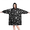 thumbnail image 1 of Wearable Oversized Blanket,Black White Star Moon Pattern Wearable Blanket Hoodie for Adults,Cozy Hooded Blankets with Super Pockets,Super Warm Fuzzy Pullover for Women & Men, 1 of 6