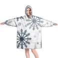 thumbnail image 1 of Wearable Oversized Blanket,Blue Christmas Snowflake Pattern Wearable Blanket Hoodie for Adults,Cozy Hooded Blankets with Super Pockets,Super Warm Fuzzy Pullover for Women & Men, 1 of 6