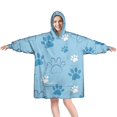thumbnail image 1 of Wearable Oversized Blanket,Blue Dog Paw Footprint Wearable Blanket Hoodie for Adults,Cozy Hooded Blankets with Super Pockets,Super Warm Fuzzy Pullover for Women & Men, 1 of 6