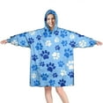 thumbnail image 1 of Wearable Oversized Blanket,Blue Dog Paw Footprint Wearable Blanket Hoodie for Adults,Cozy Hooded Blankets with Super Pockets,Super Warm Fuzzy Pullover for Women & Men, 1 of 6