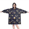 thumbnail image 1 of Wearable Oversized Blanket,Blue Sun Moon Star Pattern Wearable Blanket Hoodie for Adults,Cozy Hooded Blankets with Super Pockets,Super Warm Fuzzy Pullover for Women & Men, 1 of 6