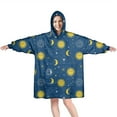 thumbnail image 1 of Wearable Oversized Blanket,Blue Sun Moon Star Pattern Wearable Blanket Hoodie for Adults,Cozy Hooded Blankets with Super Pockets,Super Warm Fuzzy Pullover for Women & Men, 1 of 6