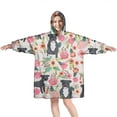 thumbnail image 1 of Wearable Oversized Blanket,Boston Terrier Dog with Flower Wearable Blanket Hoodie for Adults,Cozy Hooded Blankets with Super Pockets,Super Warm Fuzzy Pullover for Women & Men, 1 of 6