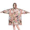 thumbnail image 1 of Wearable Oversized Blanket,Boston Terrier Dogs with Pioneer Flower Wearable Blanket Hoodie for Adults,Cozy Hooded Blankets with Super Pockets,Super Warm Fuzzy Pullover for Women & Men, 1 of 6
