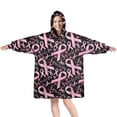 thumbnail image 1 of Wearable Oversized Blanket,Breast Cancer Survivor Pink Ribbon Black Wearable Blanket Hoodie for Adults,Cozy Hooded Blankets with Super Pockets,Super Warm Fuzzy Pullover for Women & Men, 1 of 6